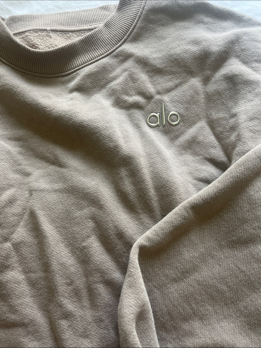 ALO Yoga Crewneck Sweatshirt in Light Taupe - Picture 3 of 3